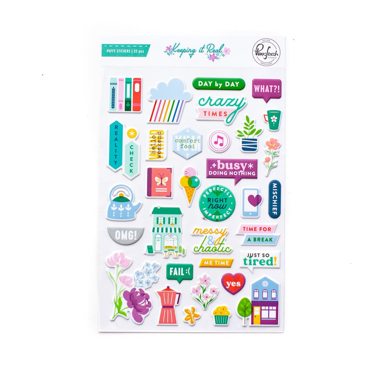 Stickers | Pinkfresh Studio - Keeping it Real Puffy Sticker - Pink and ...