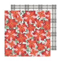 Crate Paper - Mittens and Mistletoe 12x12 Paper - Poinsettia and Pine