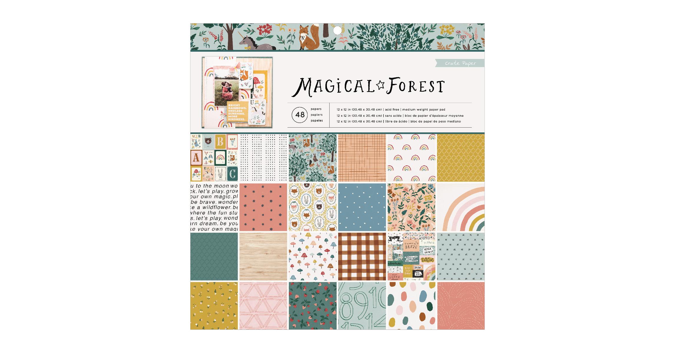 WOOD ICON CLOTHES PINS scrapbooking Crate Paper MAGICAL FOREST 4pc