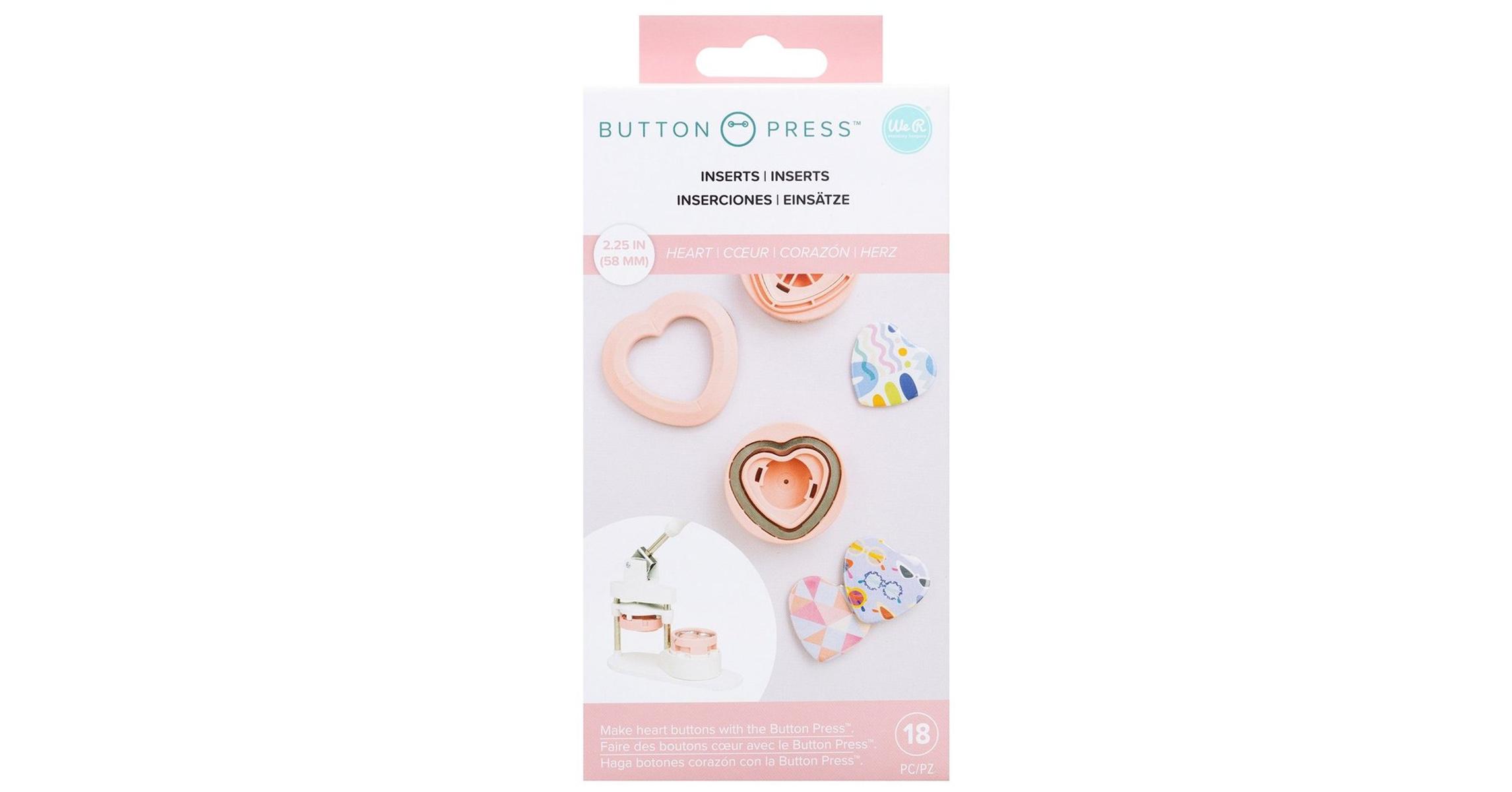 We R Memory Keepers, Button Press Bundle, Includes Button Press, Small,  Medium, Large Press Insert and Cutting Insert, 30 Buttons, 30 Foam  Stickers
