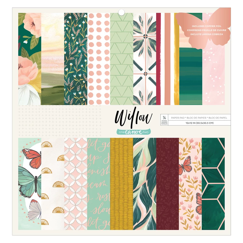 American Crafts - 1Canoe2 - Willow 12x12 Paper Pad (36 Sheets)
