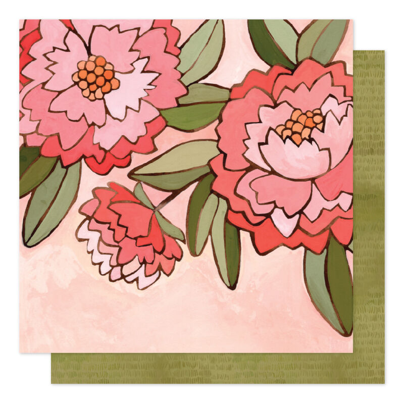 American Crafts - 1Canoe2 Saturday Afternoon 12x12 Patterned Paper - Pink Peony