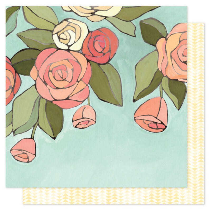 American Crafts - 1Canoe2 Saturday Afternoon 12x12 Patterned Paper - Afternoon Roses