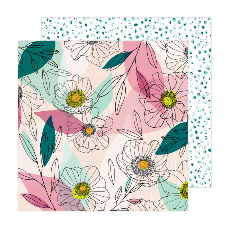 American Crafts - Amy Tangerine - Brave and Bold 12x12 Paper - Anemone