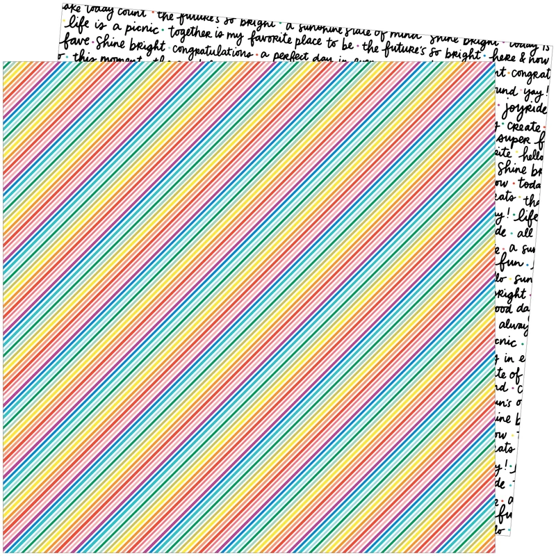 American Crafts - Amy Tangerine - Picnic in the Park 12x12 Paper - Bright Lines