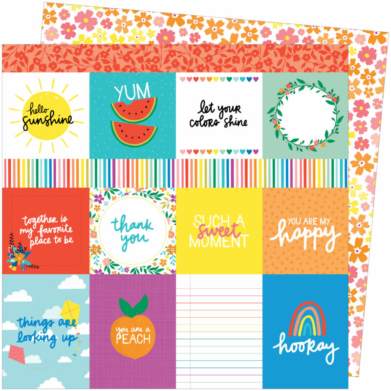 American Crafts - Amy Tangerine - Picnic in the Park 12x12 Paper - You Are My Happy