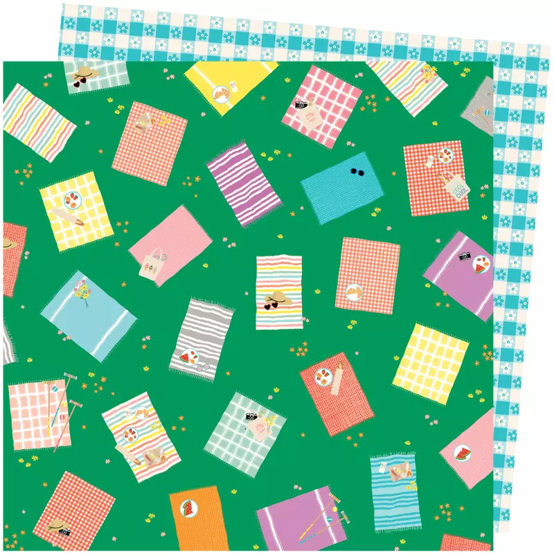 American Crafts - Amy Tangerine - Picnic in the Park 12x12 Paper - From Above