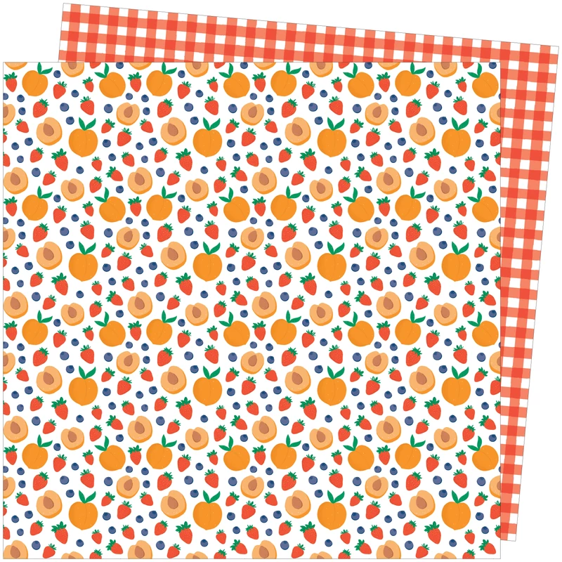 American Crafts - Amy Tangerine - Picnic in the Park 12x12 Paper - Peach Pit
