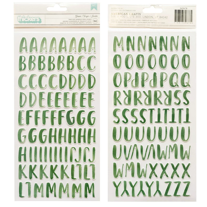 American Crafts - Amy Tangerine - Late Afternoon dekorgumi betűmatrica - Grove (150 db)