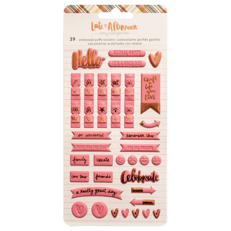American Crafts - Amy Tangerine - Late Afternoon Embossed Puffy Stickers (39 Piece)