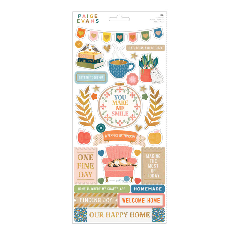 American Crafts - Paige Evans - Bungalow Lane 6x12 Sticker Sheet (86 Piece)