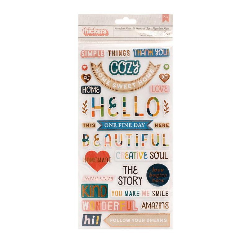 American Crafts - Paige Evans - Bungalow Lane Phrase Thicker - Home Sweet Home (79 Piece)