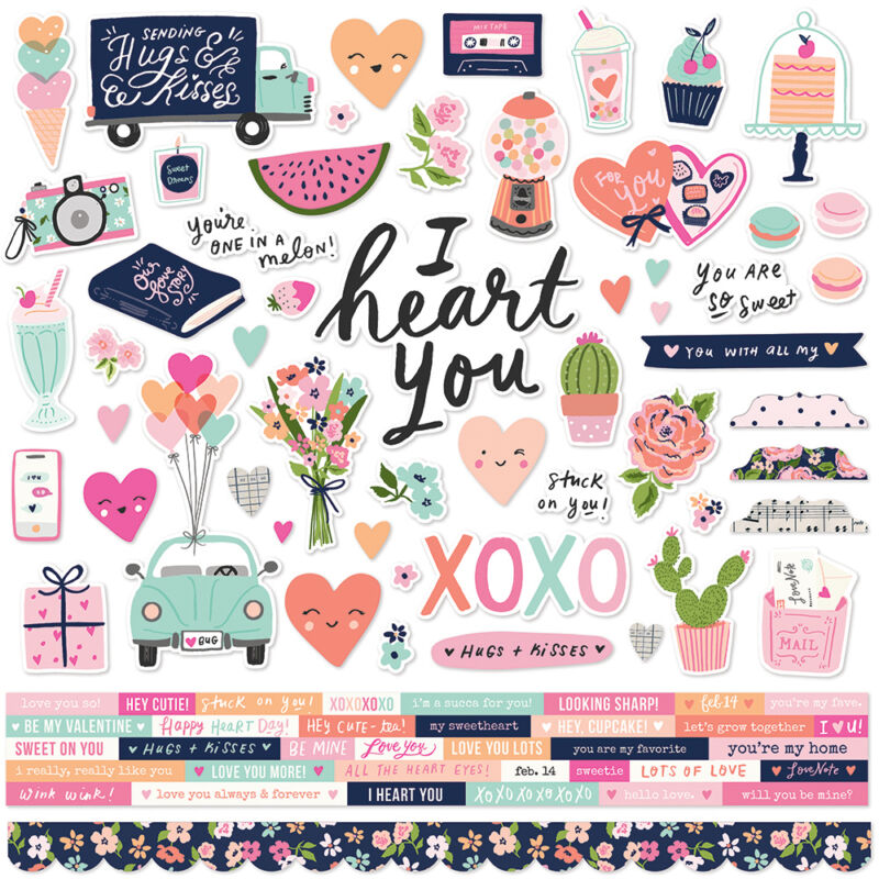 Simple Stories - Happy Hearts 12x12 Cardstock Sticker