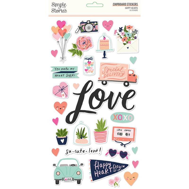 Simple Stories - Happy Hearts 6x12 Chipboard