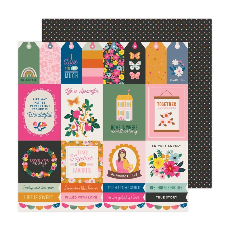 American Crafts - Jen Hadfield - Stardust 12 x12 scrapbook papír - True Story