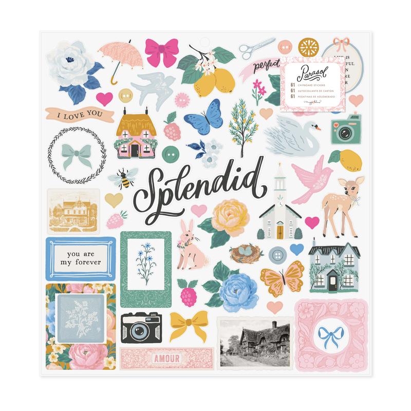 American Crafts - Maggie Holmes - Parasol 12x12 Chipboard Sticker (61 Piece)