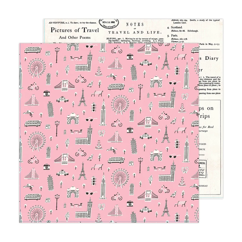 American Crafts - Maggie Holmes - Round Trip 12x12 Paper - Adventure