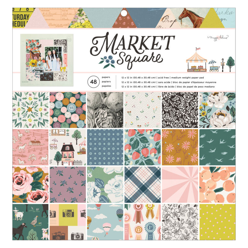 American Crafts - Maggie Holmes - Market Square 12x12 Paper Pad (48 Sheets)