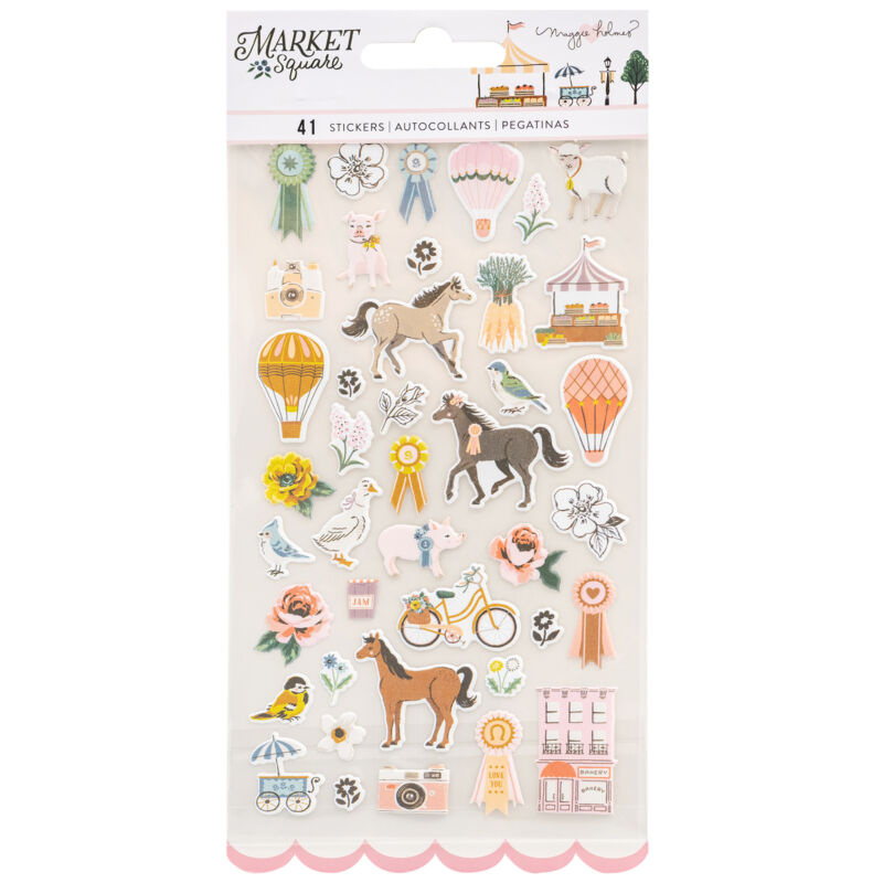 American Crafts - Maggie Holmes - Market Square Puffy Stickers (41 Piece)