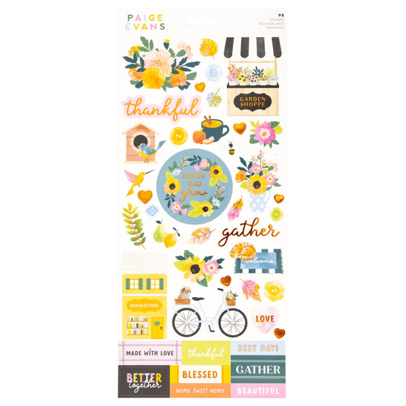 American Crafts - Paige Evans - Garden Shoppe 6x12 Sticker sheet (98 Piece)