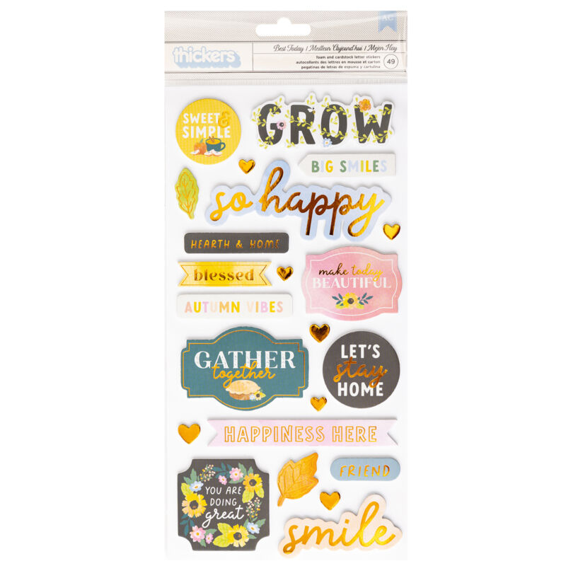 American Crafts - Paige Evans - Garden Shoppe Phrase Thickers - Best Today (49 Piece)