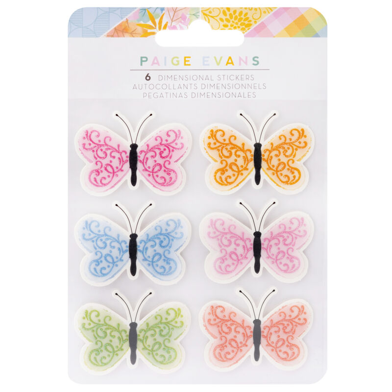 American Crafts - Paige Evans - Garden Shoppe Dimensional Butterflies (6 Piece)