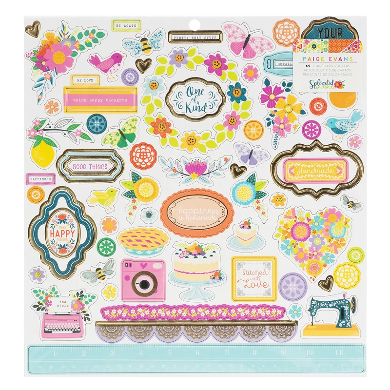 American Crafts - Paige Evans - Splendid 12x12 Chipboard Sticker (69 Piece)