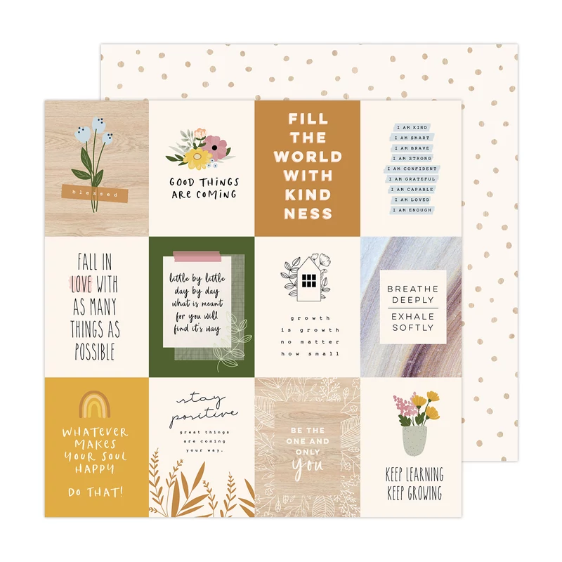 American Crafts - Jen Hadfield - Peaceful Heart 12x12 Paper - Peaceful Heart