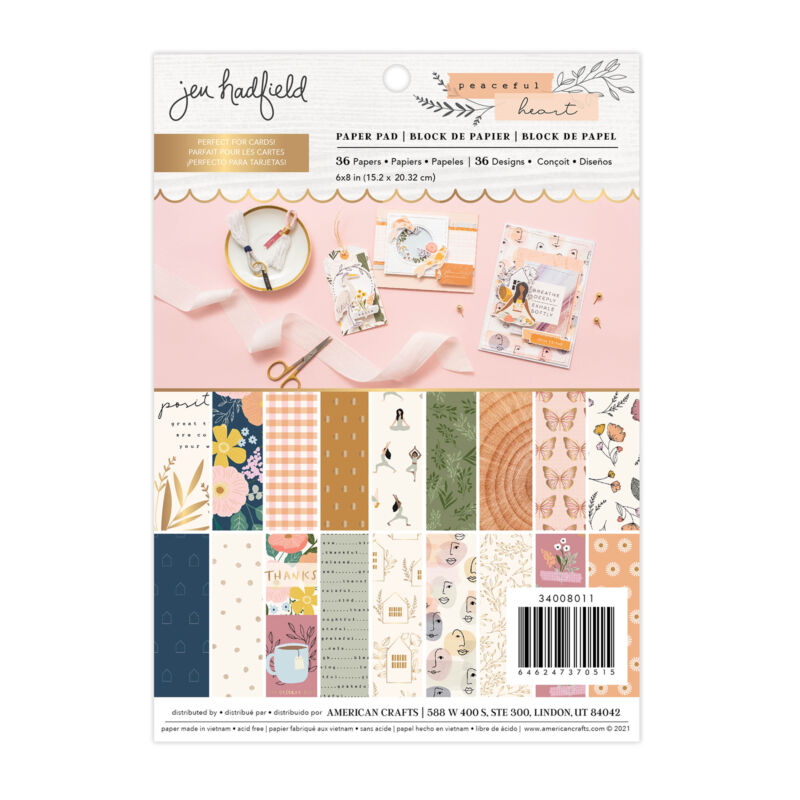 American Crafts - Jen Hadfield - Peaceful Heart 6x8 Paper Pad (36 Sheets)