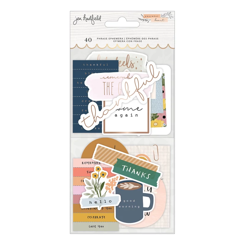 American Crafts - Jen Hadfield - Peaceful Heart Ephemera - Phrase (40 Pieces)