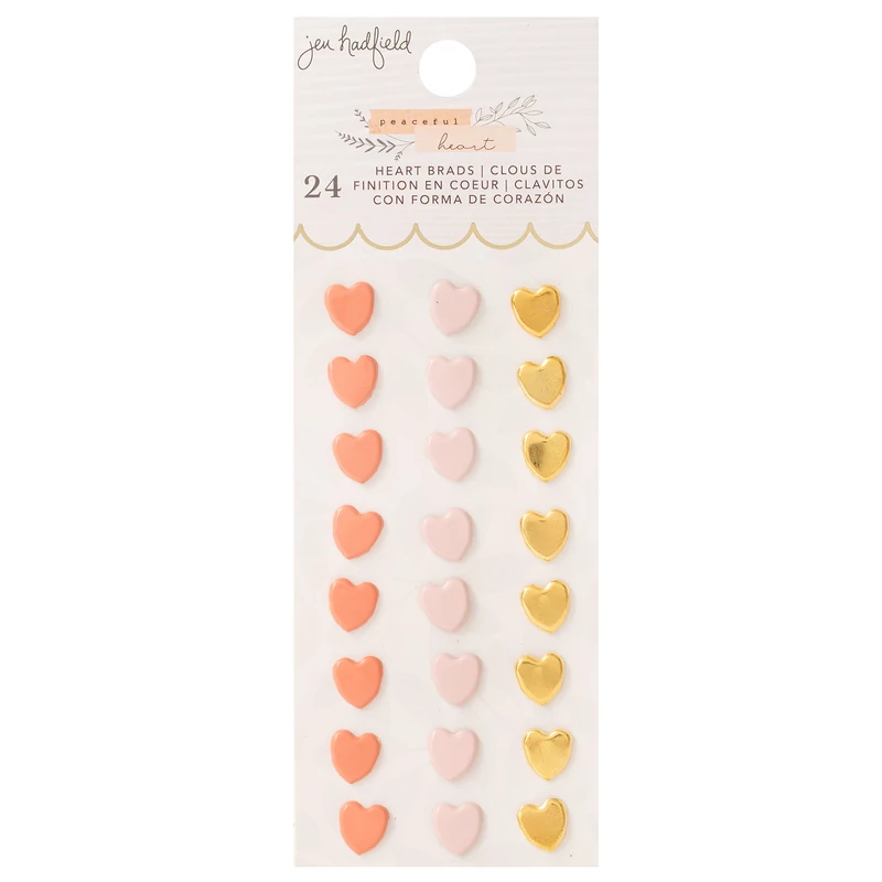 American Crafts - Jen Hadfield - Peaceful Heart Heart Brads (24 Pieces)