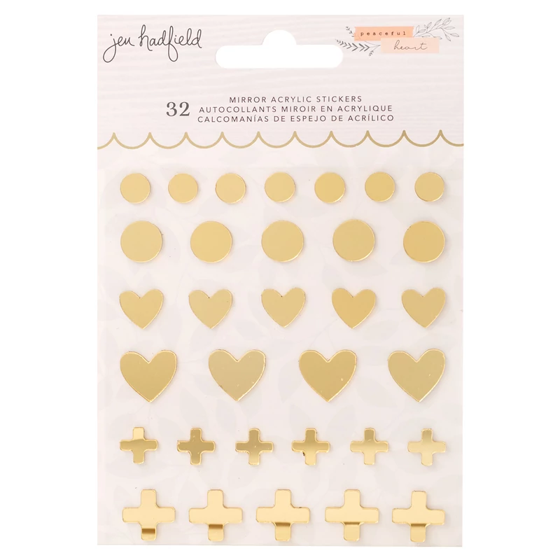 American Crafts - Jen Hadfield - Peaceful Heart Mirrored Acrylic Sticker (32 Pieces)
