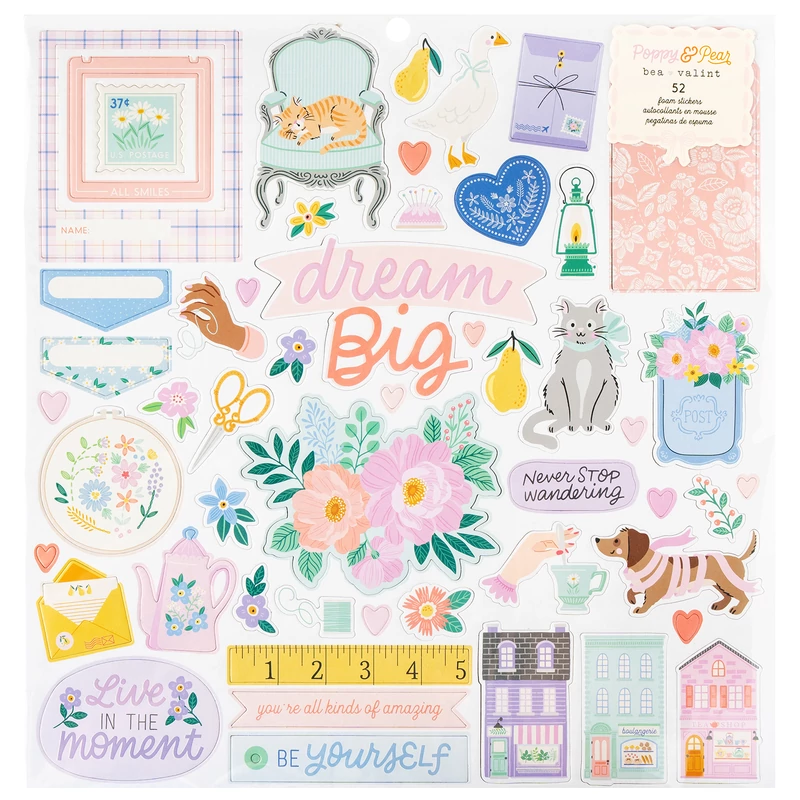 American Crafts - Poppy and Pear 12x12 dekorfumi matrica (120 db)