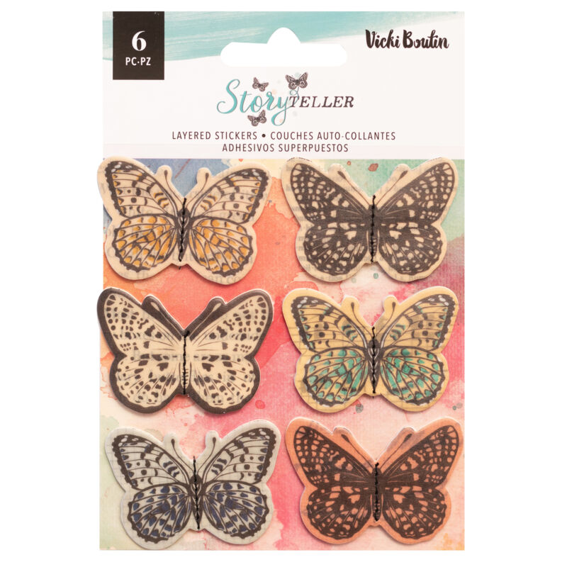 American Crafts - Vicki Boutin - Storyteller Vellum Layered Butterflies (6 Piece)