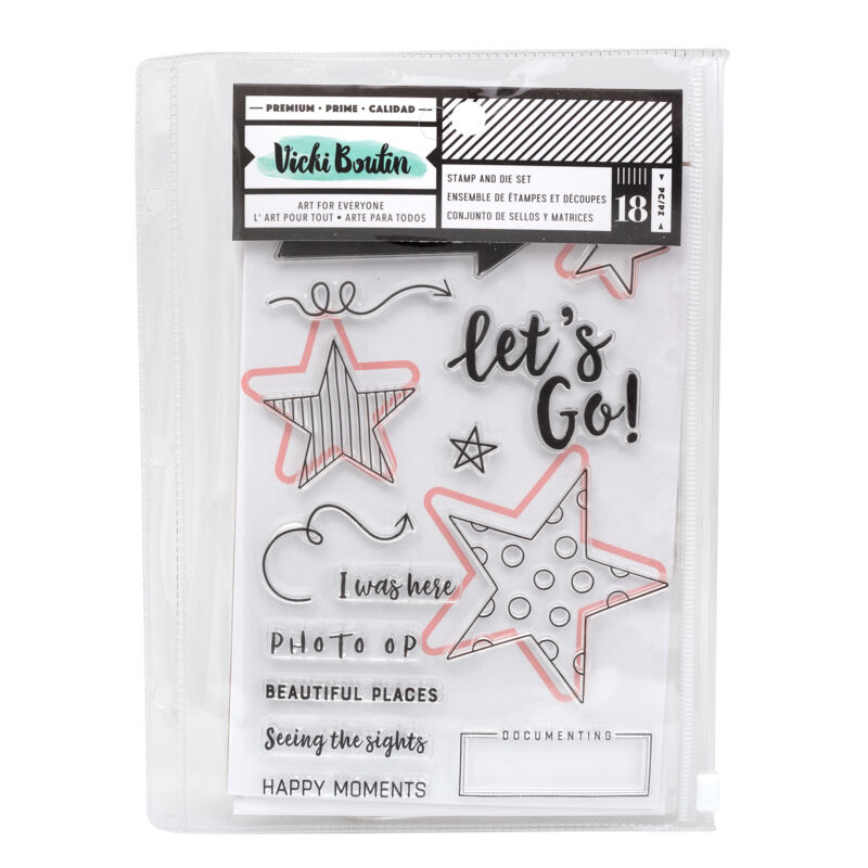 American Crafts - Vicki Boutin - Let's Wander - Stamps and Dies Set (18 Piece)
