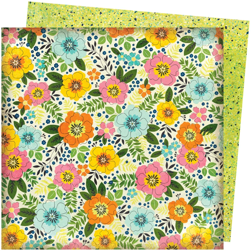 American Crafts - Vicki Boutin - Let's Wander 12x12 Paper - Sunshine and Smiles