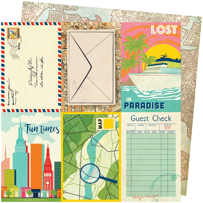American Crafts - Vicki Boutin - Let's Wander 12x12 Paper - Lost In Paradise