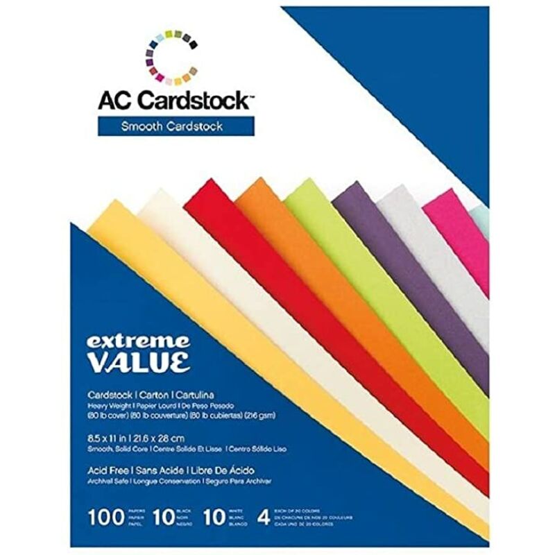 American Crafts 8.5x11 Smooth Cardstock  80lb (100 pieces)