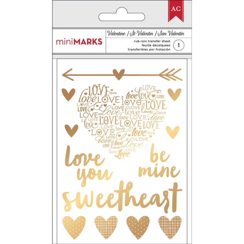 American Crafts Valentine Gold Rub-Ons