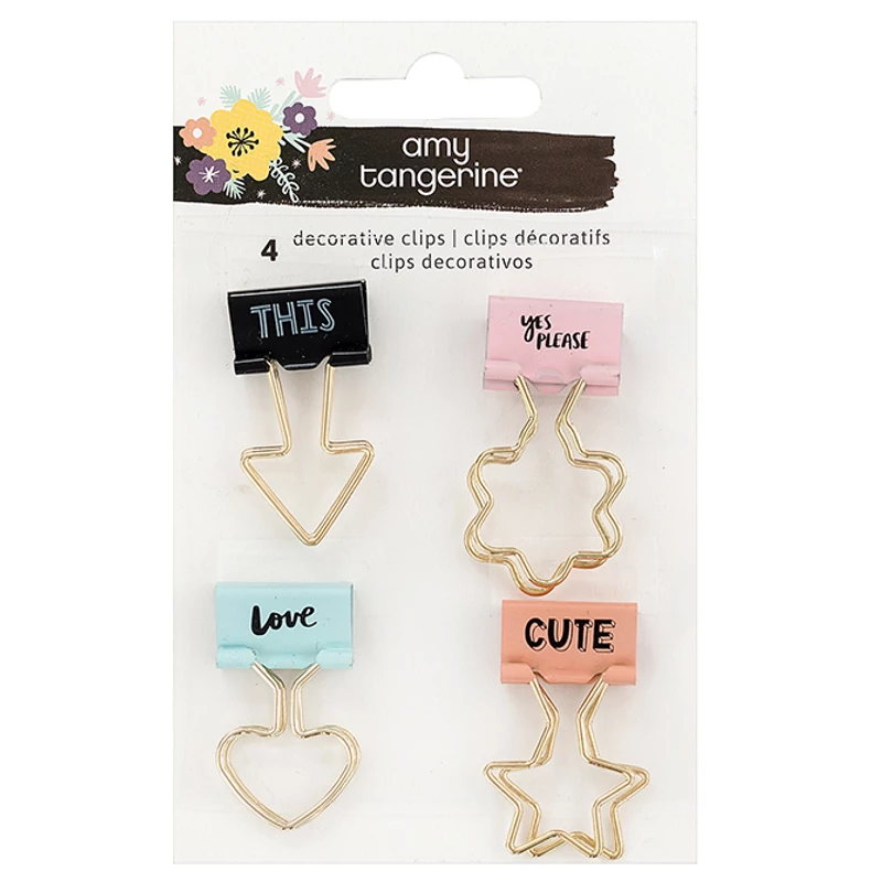 Amy Tangerine - Shine On Binder Clips 4/Pkg