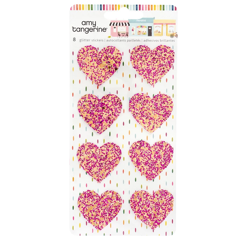 American Crafts - Amy Tangerine - Slice of Life Glitter Heart Stickers (8 Piece)