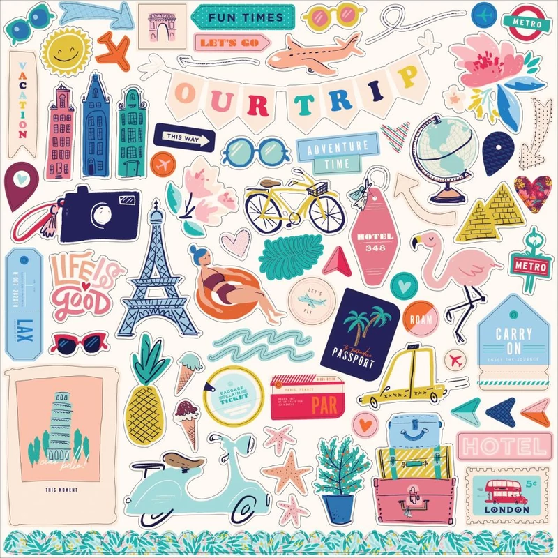 Carta Bella - Let's Travel 12x12 Cardstock Stickers