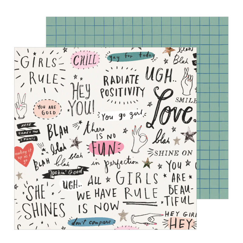 Crate Paper - All Heart 12x12 Patterned Paper - Go Girl