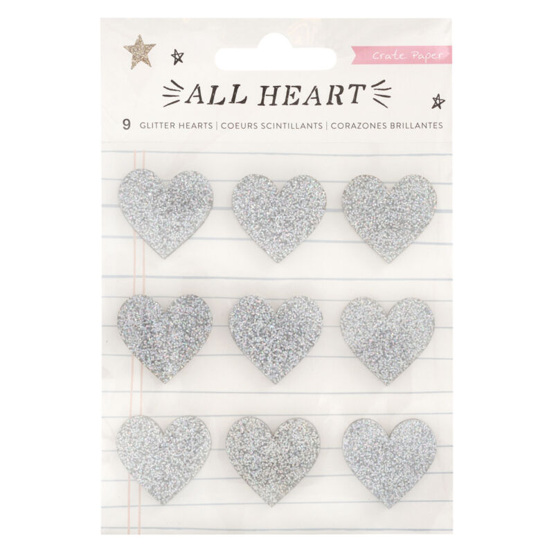 Crate Paper - All Heart Glitter Hearts (9 Piece)