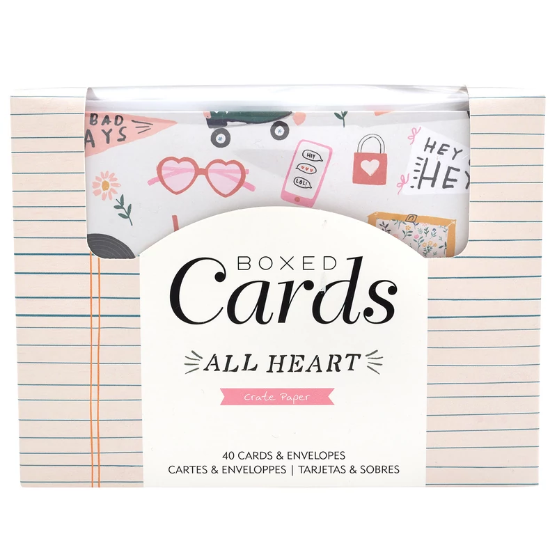 Crate Paper - All Heart Boxed Cards Set (40 Cards and 40 Envelopes)