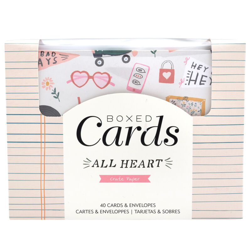 Crate Paper - All Heart Boxed Cards Set (40 Cards and 40 Envelopes)