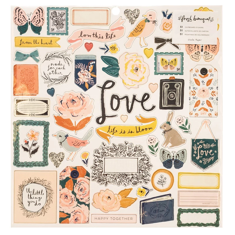 Crate Paper - Fresh Bouquet 12x12 Chipboard Sticker (50 Piece)