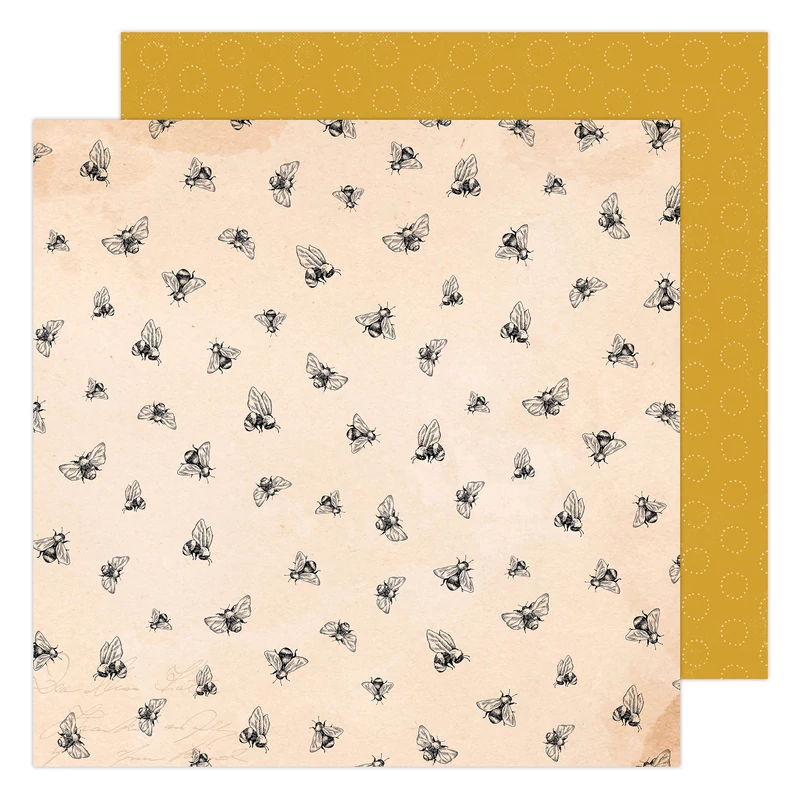 American Crafts - Maggie Holmes - Garden Party 12x12 Paper - Honey Bees
