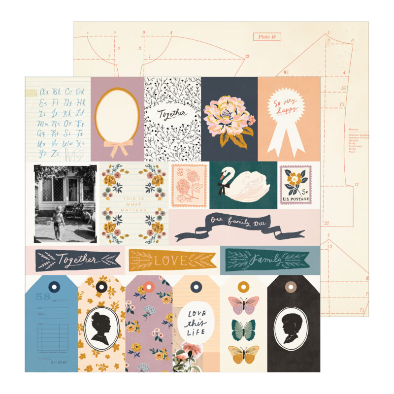 Crate Paper - Maggie Holmes - Heritage 12x12 Patterned Paper - Recollection