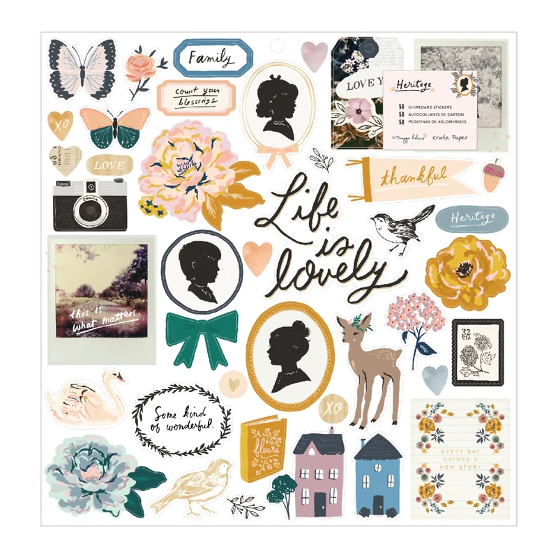Crate Paper - Maggie Holmes - Heritage 12x12 Chipboard Sticker (42 Piece)